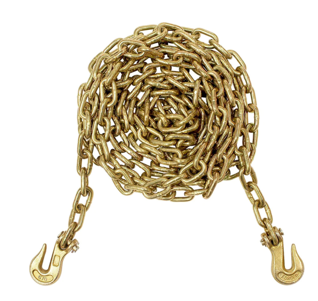 3/8" X 20' G70 Chain with grab hooks, WLL 6,600 lbs